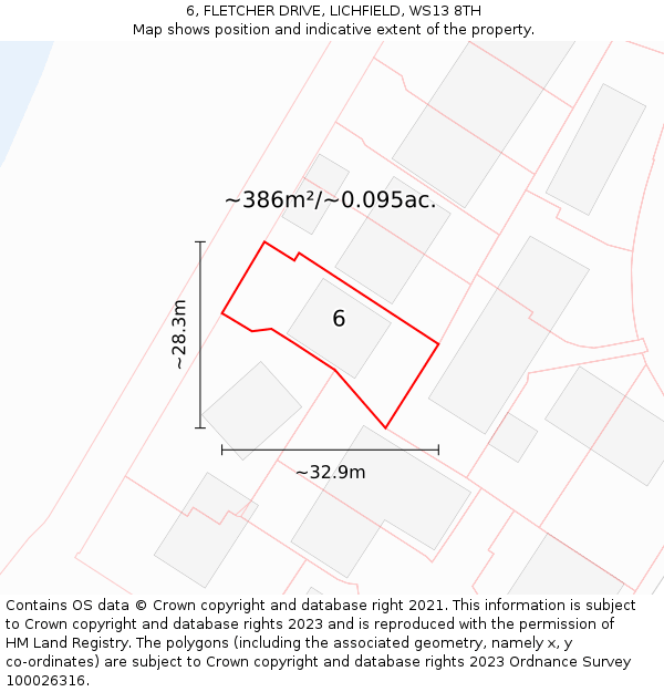 6, FLETCHER DRIVE, LICHFIELD, WS13 8TH: Plot and title map