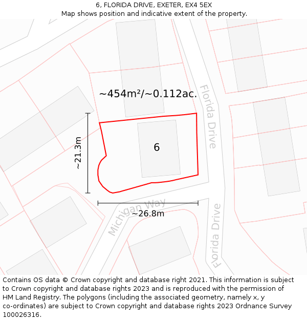 6, FLORIDA DRIVE, EXETER, EX4 5EX: Plot and title map