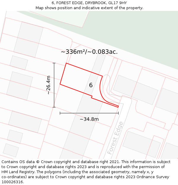 6, FOREST EDGE, DRYBROOK, GL17 9HY: Plot and title map