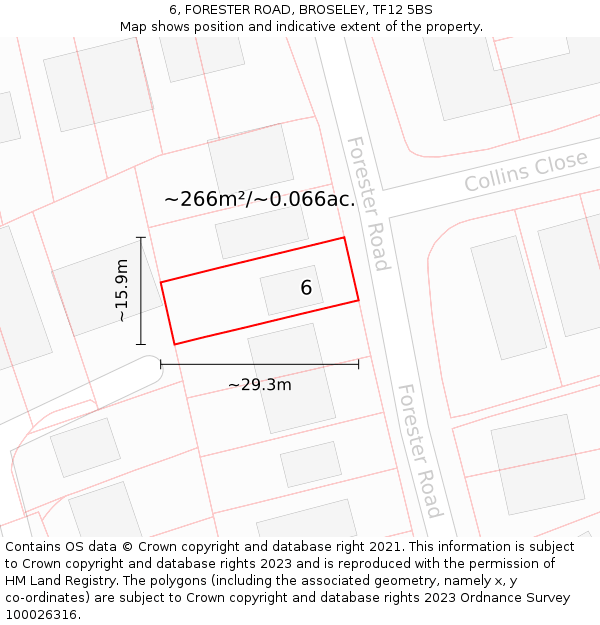 6, FORESTER ROAD, BROSELEY, TF12 5BS: Plot and title map