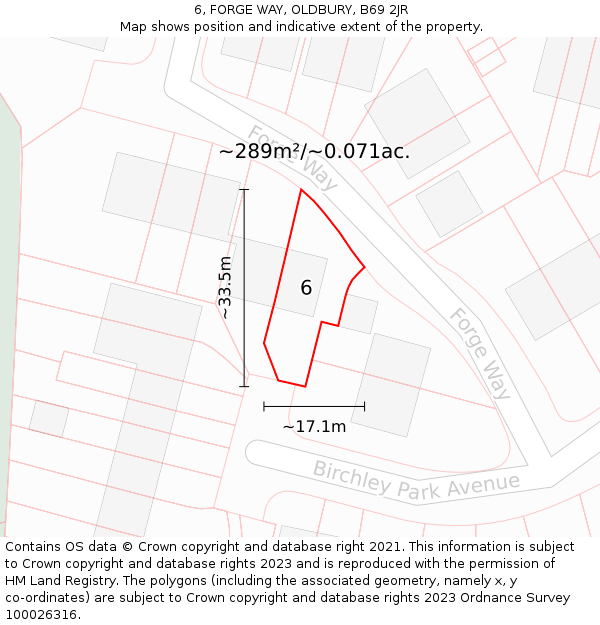 6, FORGE WAY, OLDBURY, B69 2JR: Plot and title map