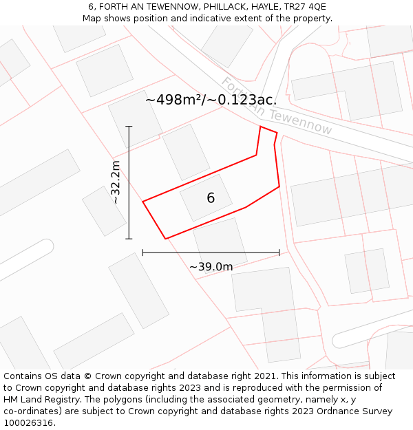 6, FORTH AN TEWENNOW, PHILLACK, HAYLE, TR27 4QE: Plot and title map