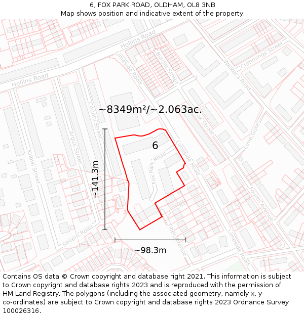 6, FOX PARK ROAD, OLDHAM, OL8 3NB: Plot and title map