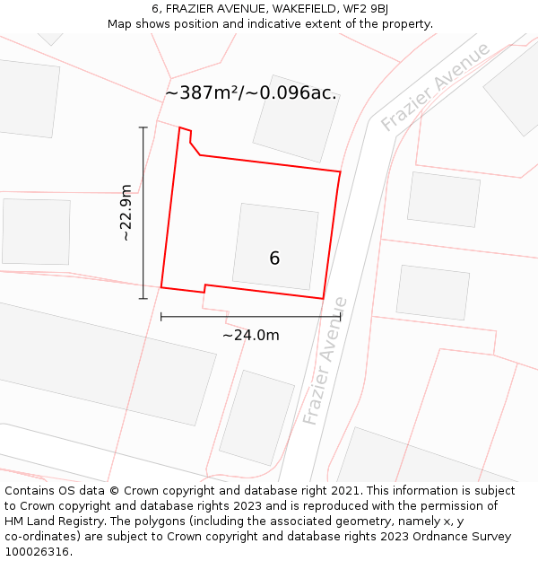 6, FRAZIER AVENUE, WAKEFIELD, WF2 9BJ: Plot and title map