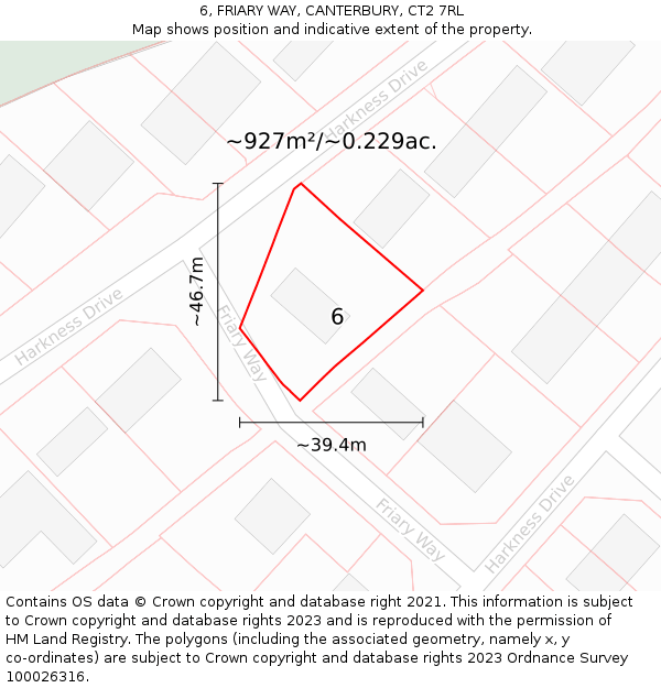 6, FRIARY WAY, CANTERBURY, CT2 7RL: Plot and title map