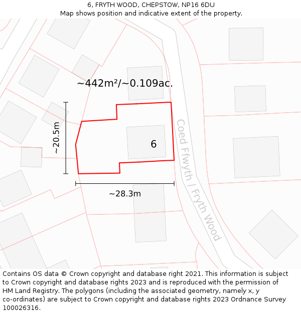 6, FRYTH WOOD, CHEPSTOW, NP16 6DU: Plot and title map