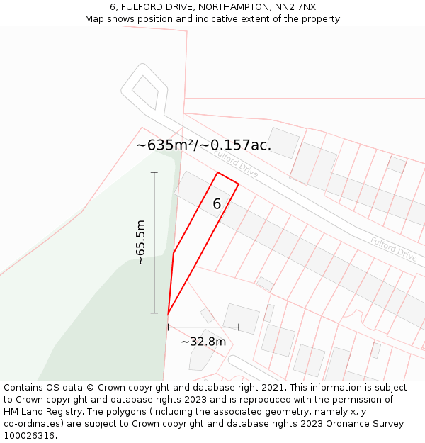 6, FULFORD DRIVE, NORTHAMPTON, NN2 7NX: Plot and title map