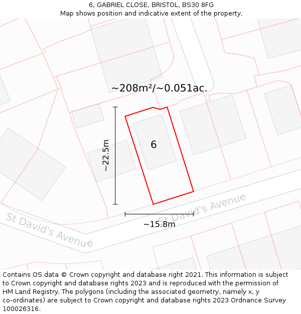 6, GABRIEL CLOSE, BRISTOL, BS30 8FG: Plot and title map