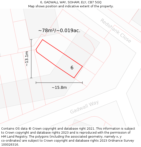 6, GADWALL WAY, SOHAM, ELY, CB7 5GQ: Plot and title map