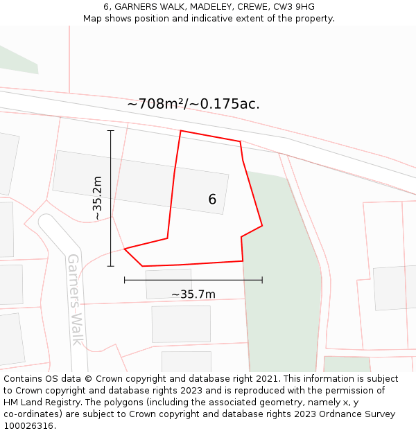 6, GARNERS WALK, MADELEY, CREWE, CW3 9HG: Plot and title map