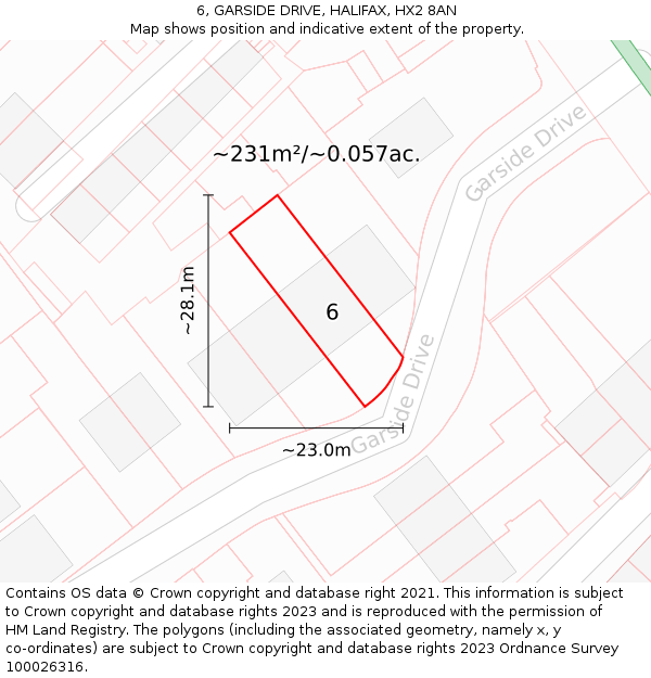 6, GARSIDE DRIVE, HALIFAX, HX2 8AN: Plot and title map