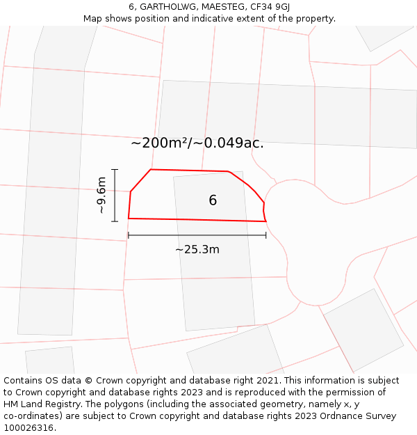 6, GARTHOLWG, MAESTEG, CF34 9GJ: Plot and title map