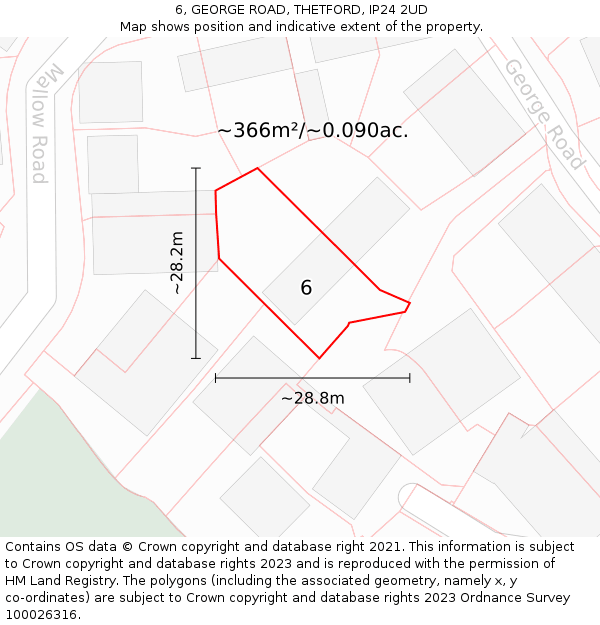 6, GEORGE ROAD, THETFORD, IP24 2UD: Plot and title map