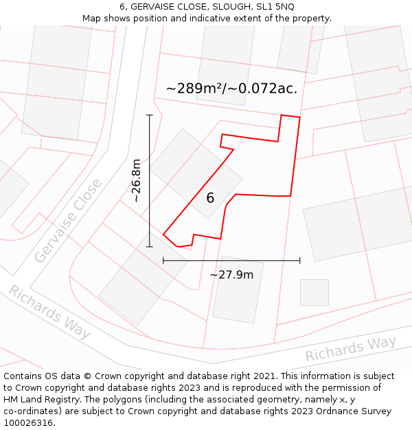 6, GERVAISE CLOSE, SLOUGH, SL1 5NQ: Plot and title map