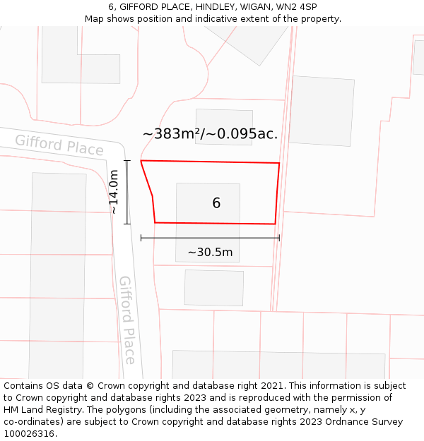 6, GIFFORD PLACE, HINDLEY, WIGAN, WN2 4SP: Plot and title map