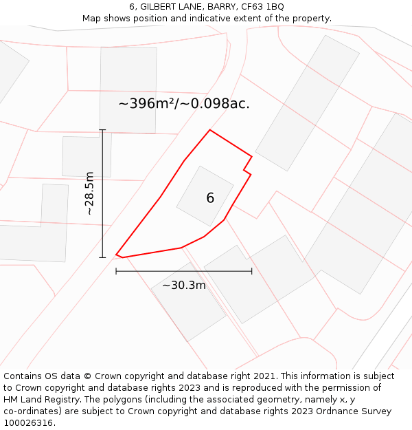 6, GILBERT LANE, BARRY, CF63 1BQ: Plot and title map