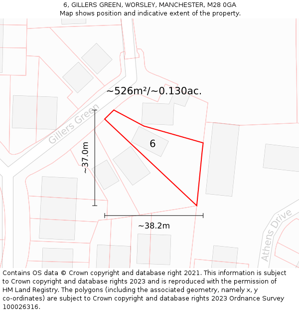 6, GILLERS GREEN, WORSLEY, MANCHESTER, M28 0GA: Plot and title map