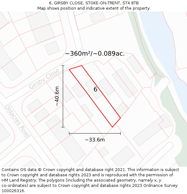 6, GIRSBY CLOSE, STOKE-ON-TRENT, ST4 8TB: Plot and title map