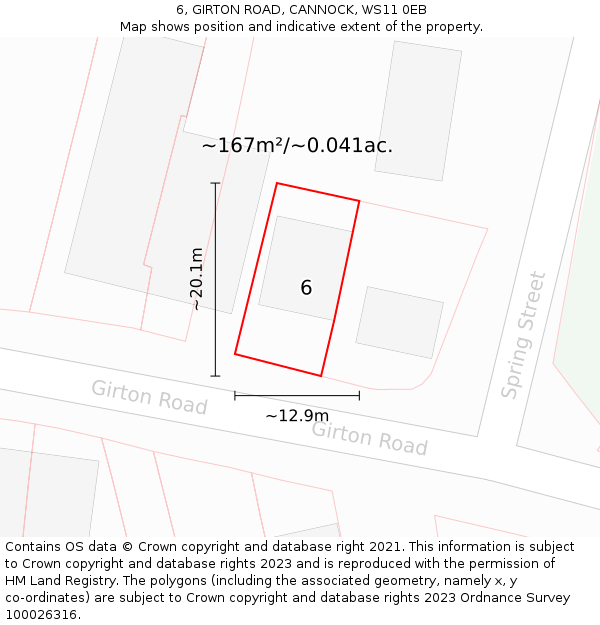 6, GIRTON ROAD, CANNOCK, WS11 0EB: Plot and title map