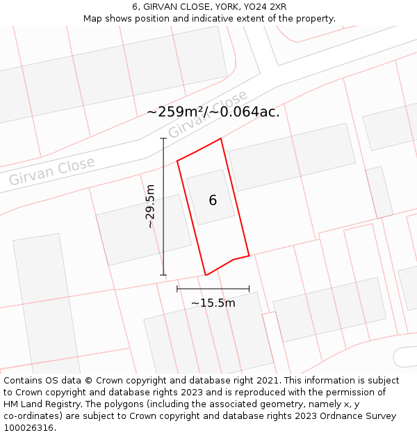 6, GIRVAN CLOSE, YORK, YO24 2XR: Plot and title map