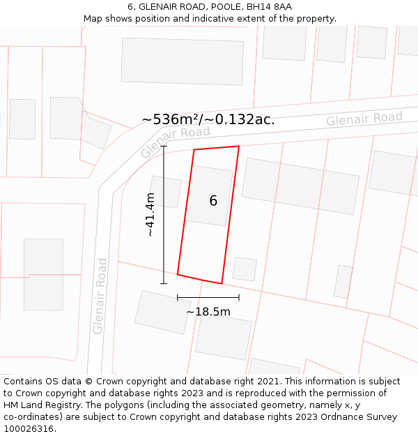 6, GLENAIR ROAD, POOLE, BH14 8AA: Plot and title map