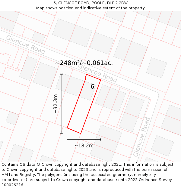 6, GLENCOE ROAD, POOLE, BH12 2DW: Plot and title map