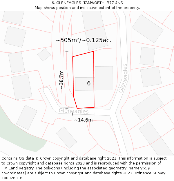 6, GLENEAGLES, TAMWORTH, B77 4NS: Plot and title map