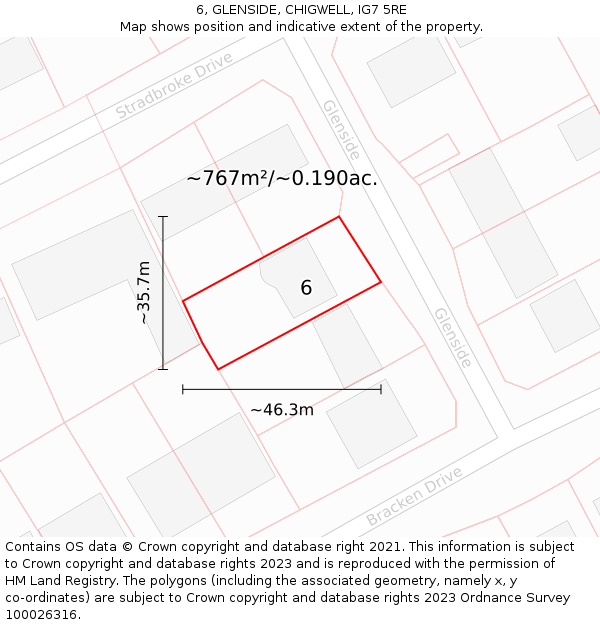 6, GLENSIDE, CHIGWELL, IG7 5RE: Plot and title map