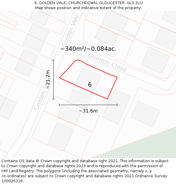 6, GOLDEN VALE, CHURCHDOWN, GLOUCESTER, GL3 2LU: Plot and title map