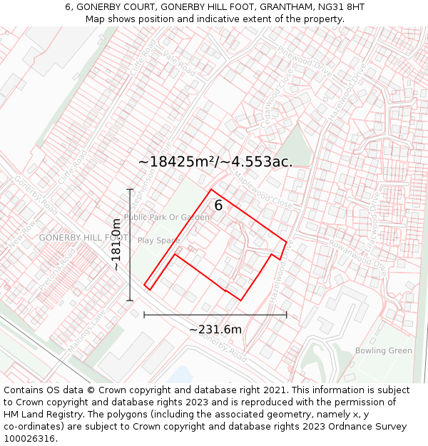 6, GONERBY COURT, GONERBY HILL FOOT, GRANTHAM, NG31 8HT: Plot and title map