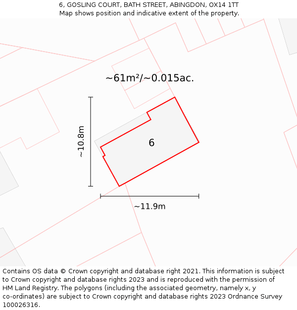 6, GOSLING COURT, BATH STREET, ABINGDON, OX14 1TT: Plot and title map