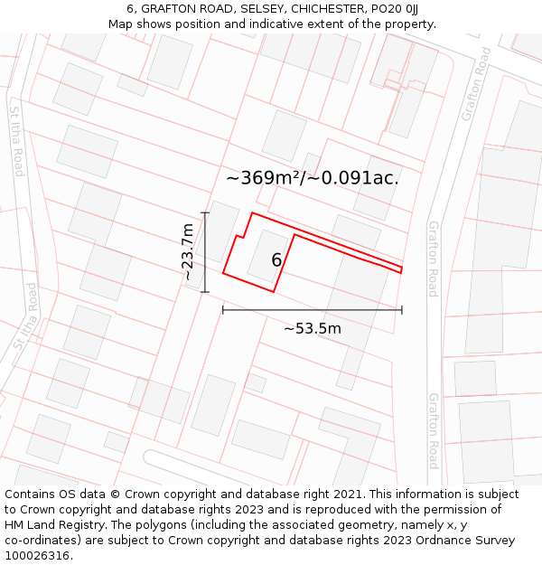 6, GRAFTON ROAD, SELSEY, CHICHESTER, PO20 0JJ: Plot and title map