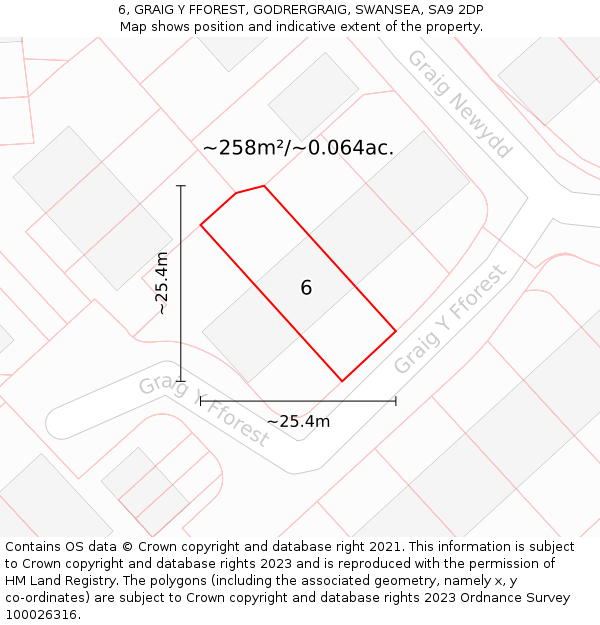 6, GRAIG Y FFOREST, GODRERGRAIG, SWANSEA, SA9 2DP: Plot and title map