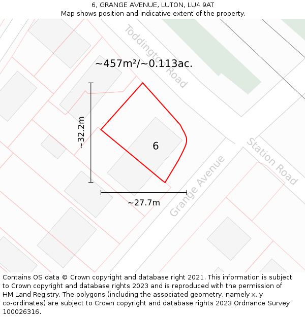 6, GRANGE AVENUE, LUTON, LU4 9AT: Plot and title map