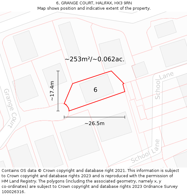 6, GRANGE COURT, HALIFAX, HX3 9RN: Plot and title map