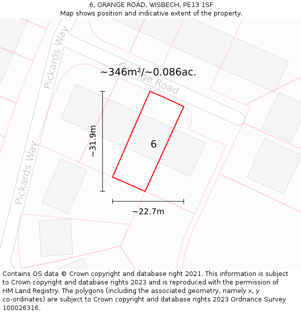 6, GRANGE ROAD, WISBECH, PE13 1SF: Plot and title map