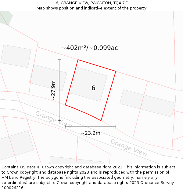 6, GRANGE VIEW, PAIGNTON, TQ4 7JF: Plot and title map