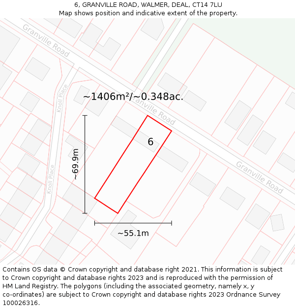 6, GRANVILLE ROAD, WALMER, DEAL, CT14 7LU: Plot and title map