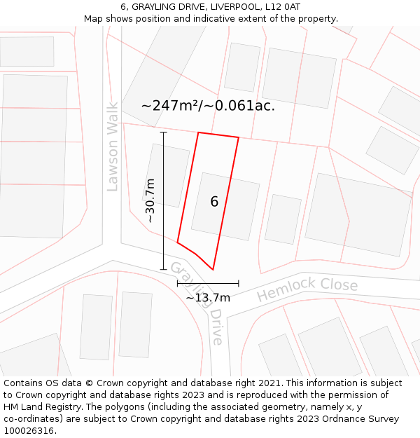 6, GRAYLING DRIVE, LIVERPOOL, L12 0AT: Plot and title map