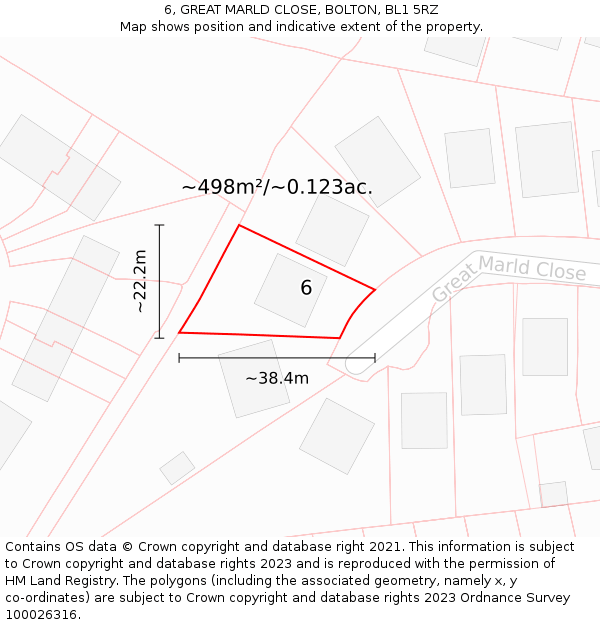 6, GREAT MARLD CLOSE, BOLTON, BL1 5RZ: Plot and title map