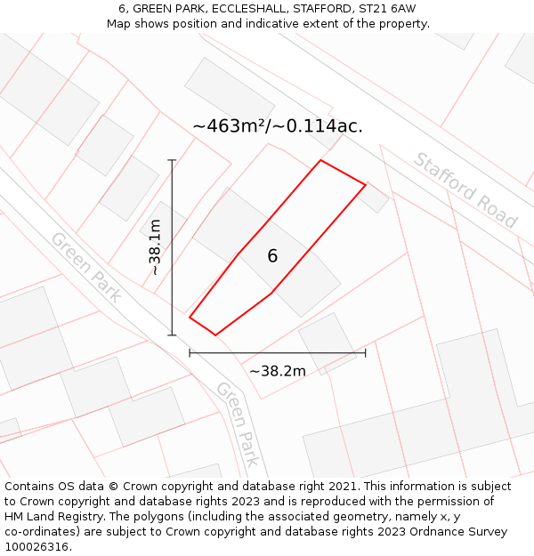 6, GREEN PARK, ECCLESHALL, STAFFORD, ST21 6AW: Plot and title map