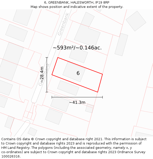 6, GREENBANK, HALESWORTH, IP19 8RP: Plot and title map