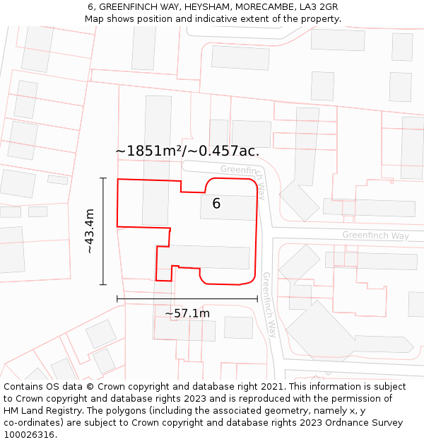 6, GREENFINCH WAY, HEYSHAM, MORECAMBE, LA3 2GR: Plot and title map