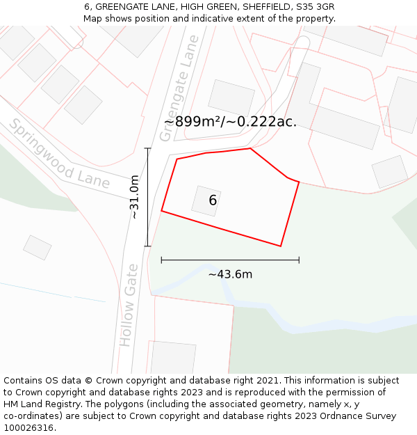 6, GREENGATE LANE, HIGH GREEN, SHEFFIELD, S35 3GR: Plot and title map