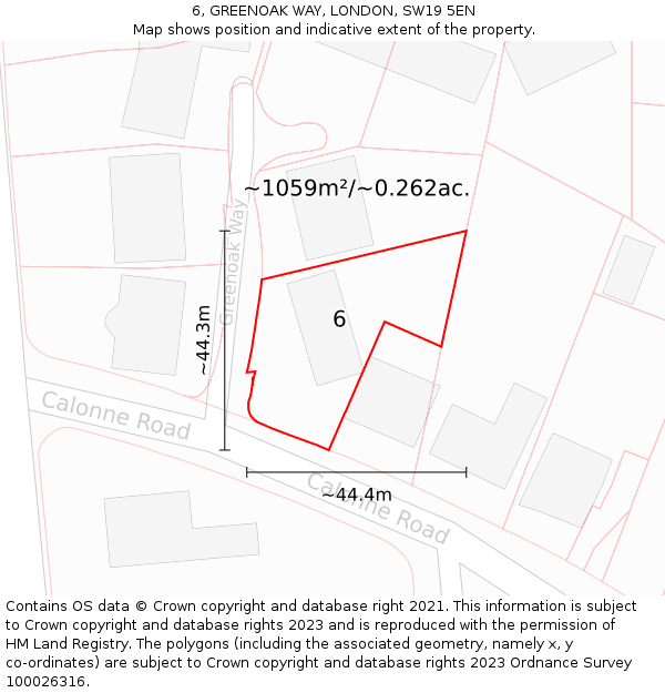 6, GREENOAK WAY, LONDON, SW19 5EN: Plot and title map