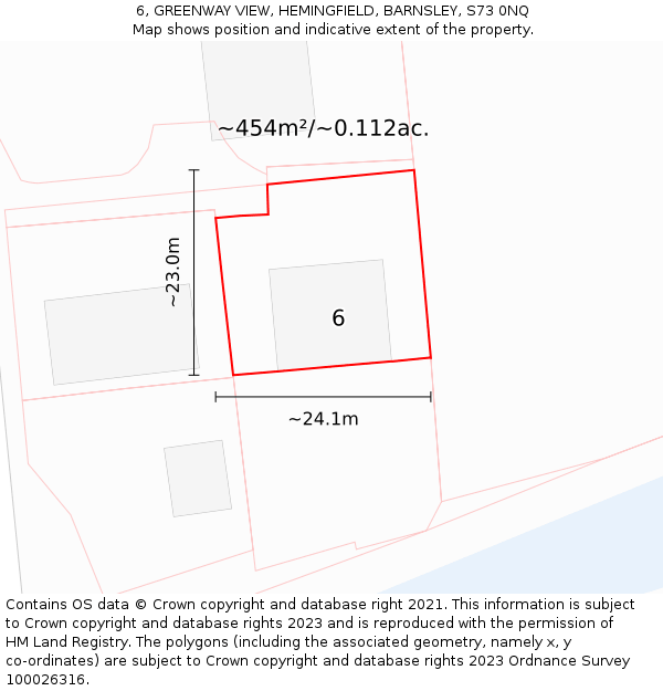 6, GREENWAY VIEW, HEMINGFIELD, BARNSLEY, S73 0NQ: Plot and title map