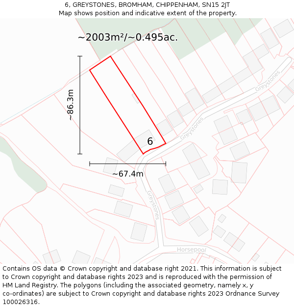 6, GREYSTONES, BROMHAM, CHIPPENHAM, SN15 2JT: Plot and title map