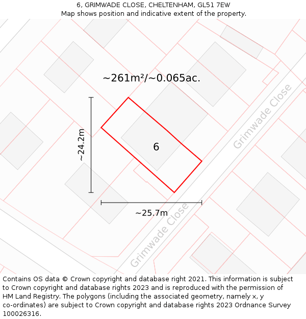 6, GRIMWADE CLOSE, CHELTENHAM, GL51 7EW: Plot and title map