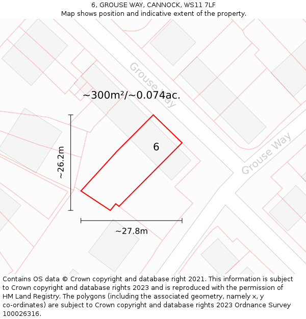 6, GROUSE WAY, CANNOCK, WS11 7LF: Plot and title map