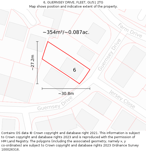 6, GUERNSEY DRIVE, FLEET, GU51 2TG: Plot and title map